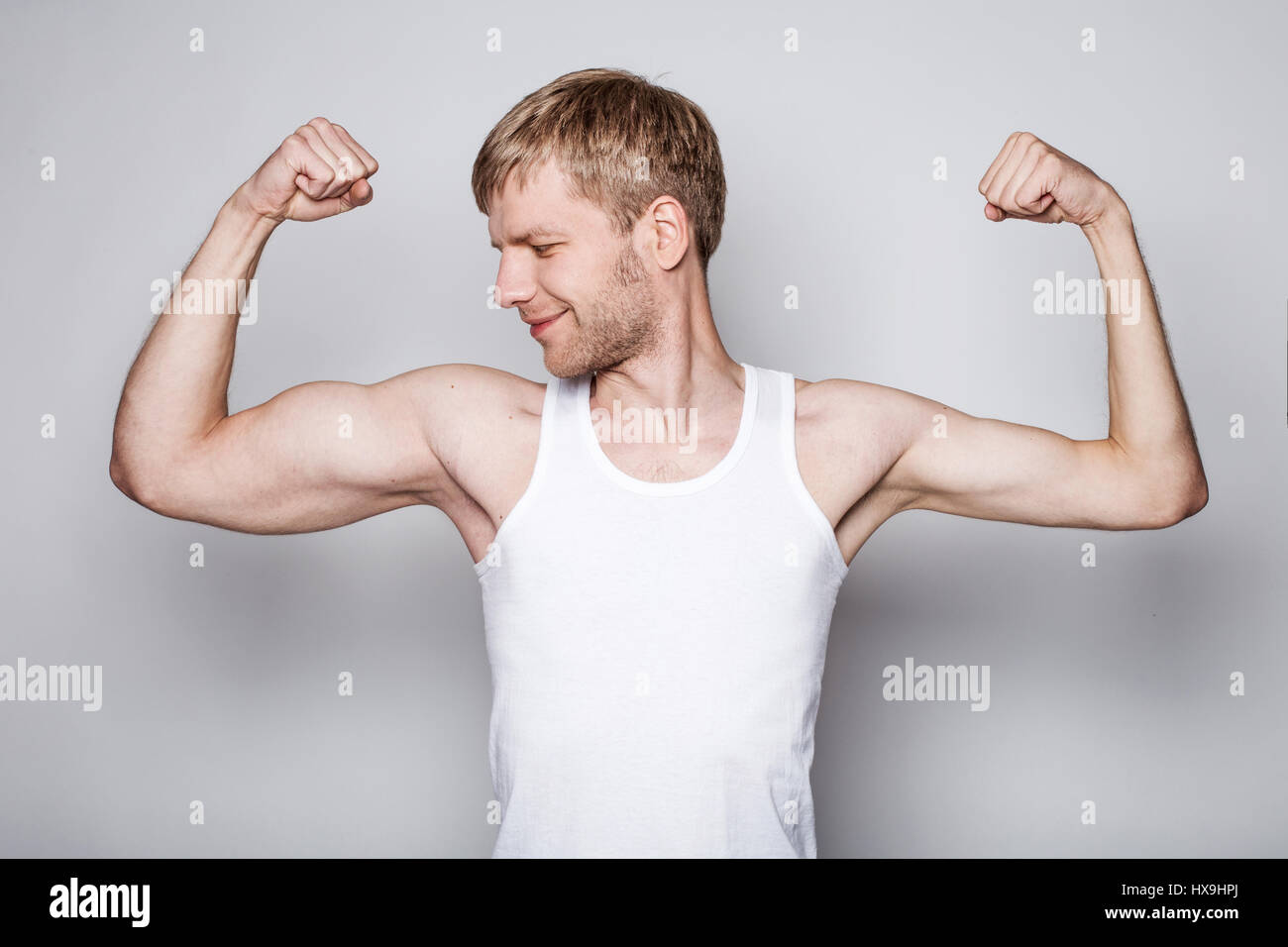 Conceptual portrait of a right handed man Stock Photo