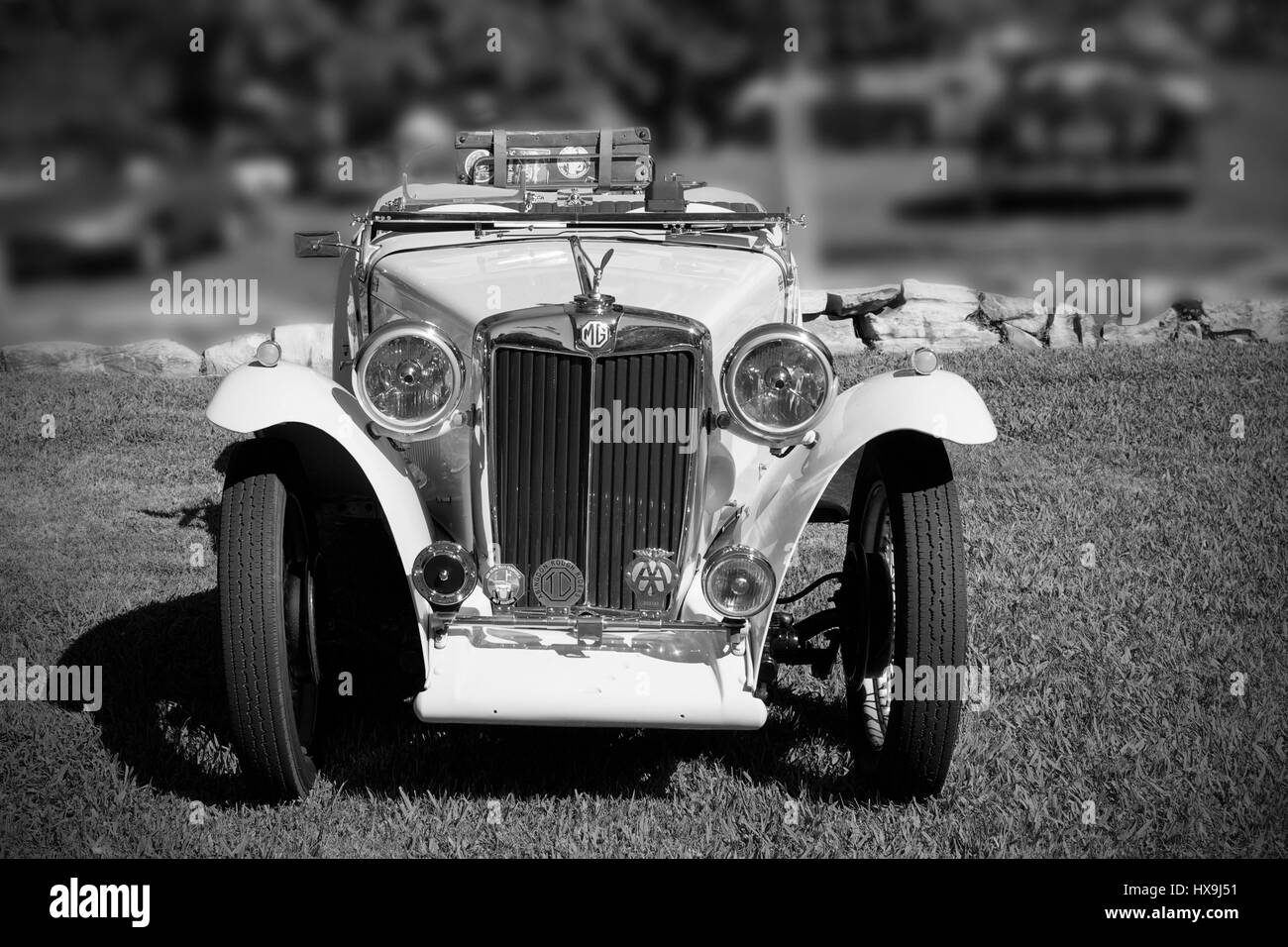 Front view of vintage 1950 MG TD roadster Stock Photo
