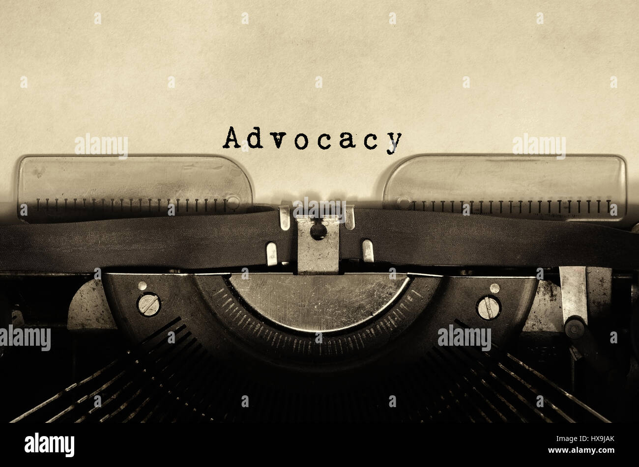 Advocacy word typed on vintage typewriter Stock Photo