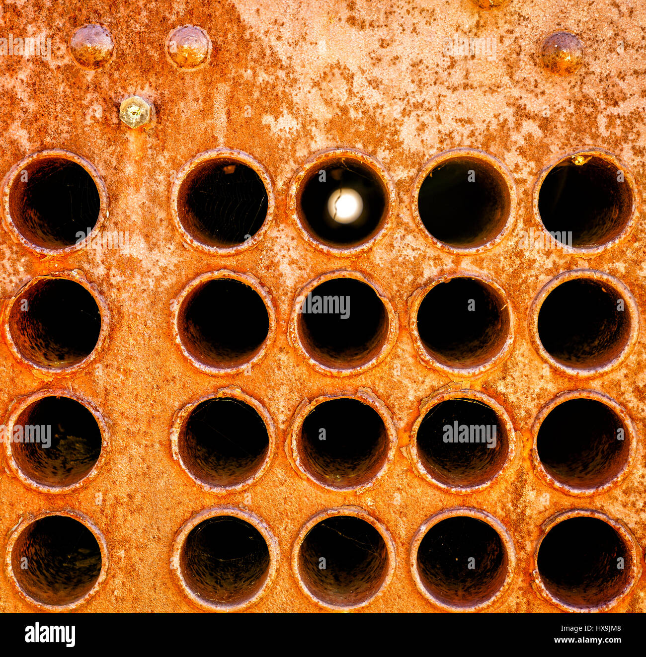 Close-up image of an old heat exchanger pipes Stock Photo
