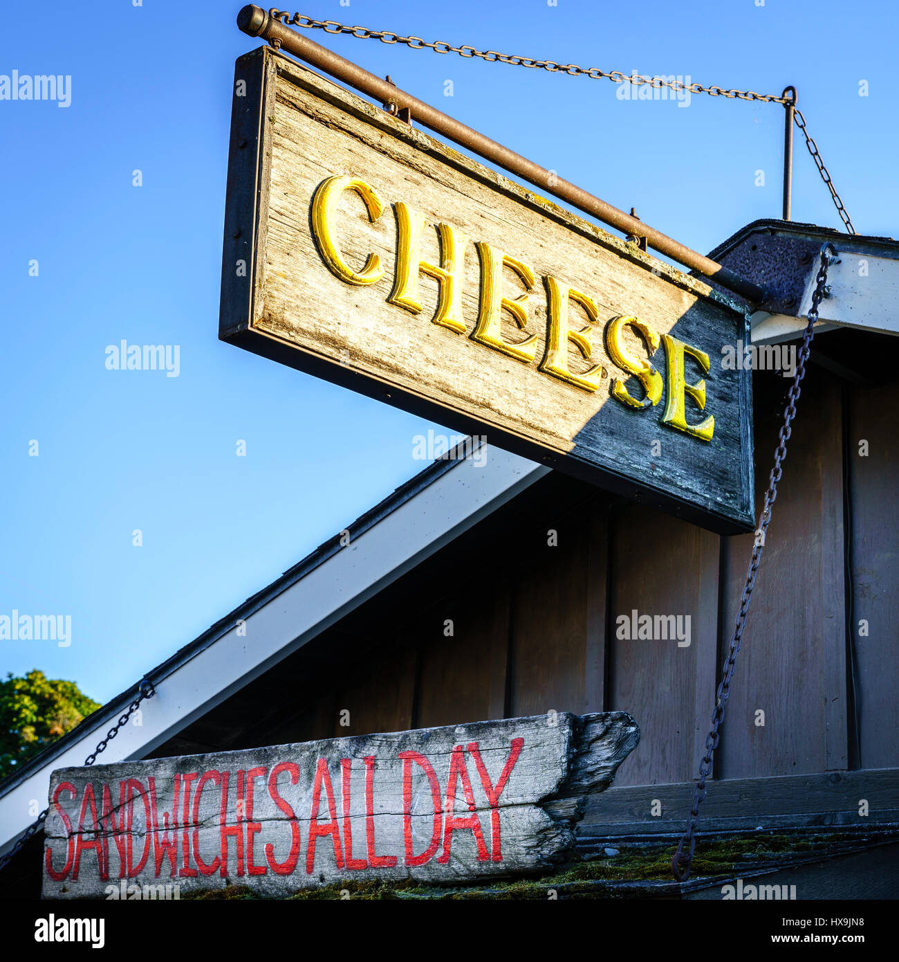 Cheese shop sign in fishtown, Leland, Michigan Stock Photo Alamy