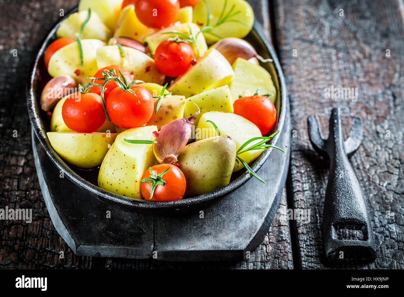Vegetables with rosemary and garlic ready for grilling Stock Photo Alamy