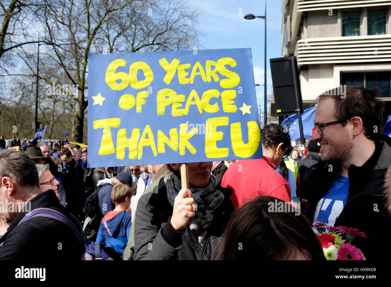 London, UK, 25th March 2017. Thousands of people protest in central London against Brexit, as Theresa May will trigger article 50 on 29 March. Credit: Yanice Idir / Alamy Live News Stock Photo