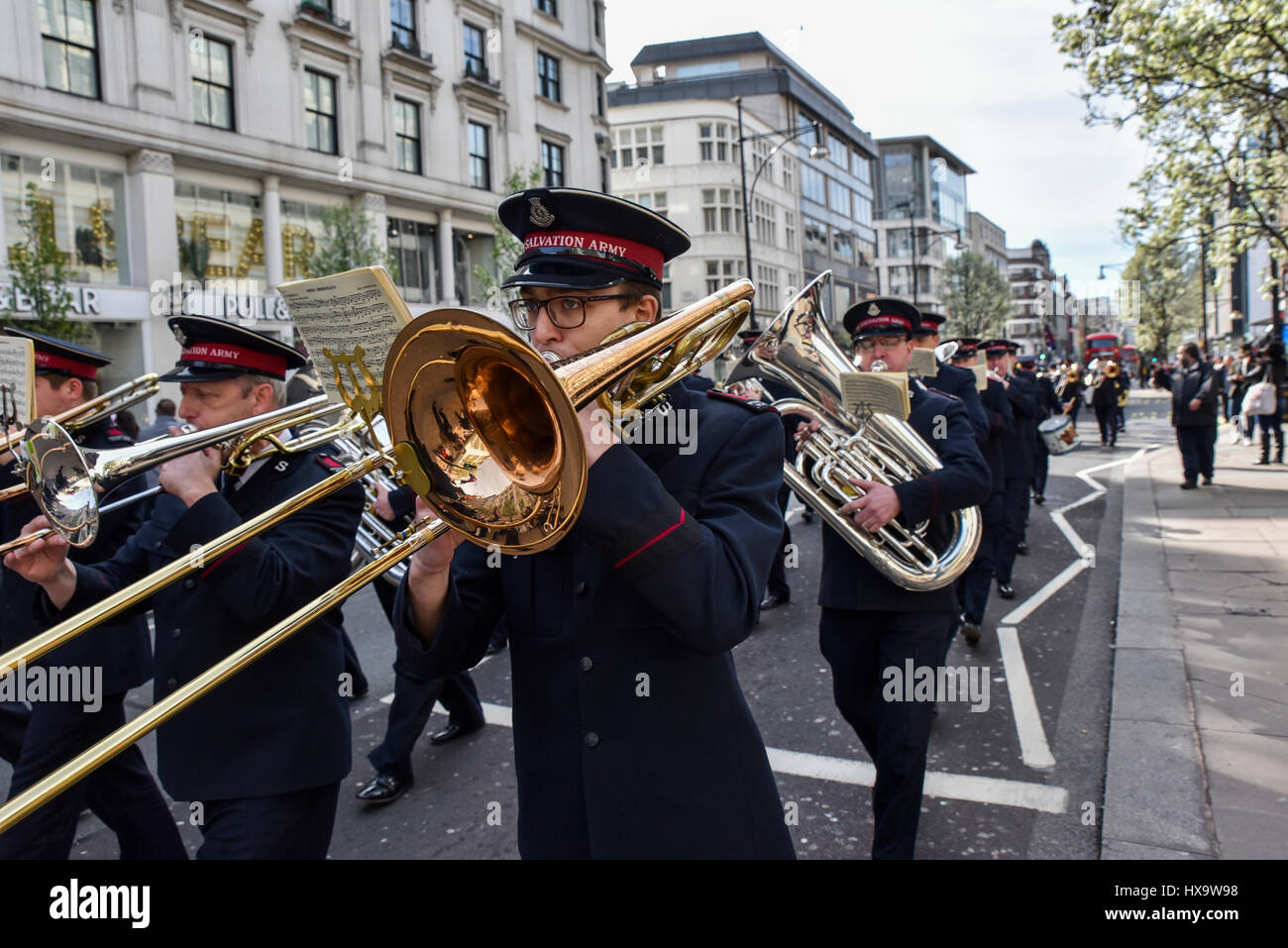 Oxford Street, London, UK. 26th Mar, 2017. The Salvation Army brass