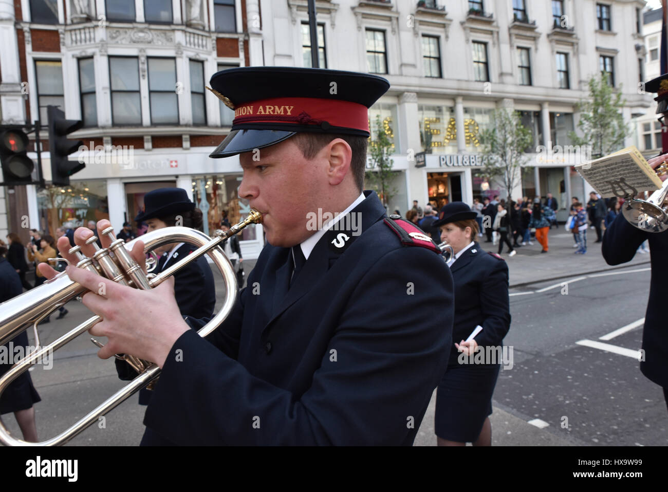 Oxford Street, London, UK. 26th Mar, 2017. The Salvation Army brass