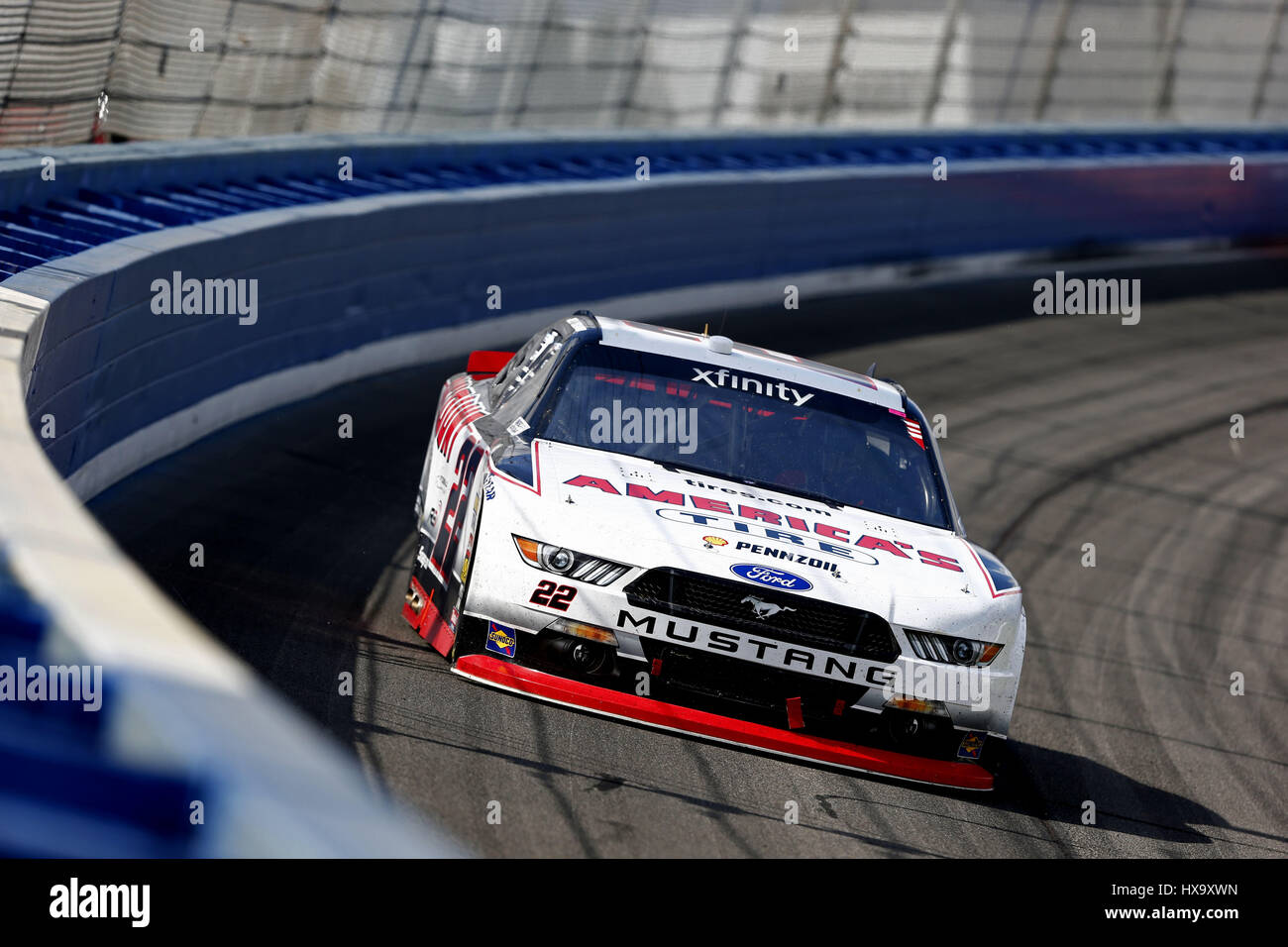 Fontana, California, USA. 25th Mar, 2017. March 25, 2017 - Fontana, California, USA: Joey Logano (22) battles for position during the NASCAR Xfinity Series NXS 300 at Auto Club Speedway in Fontana, California. Credit: Justin R. Noe Asp Inc/ASP/ZUMA Wire/Alamy Live News Stock Photo