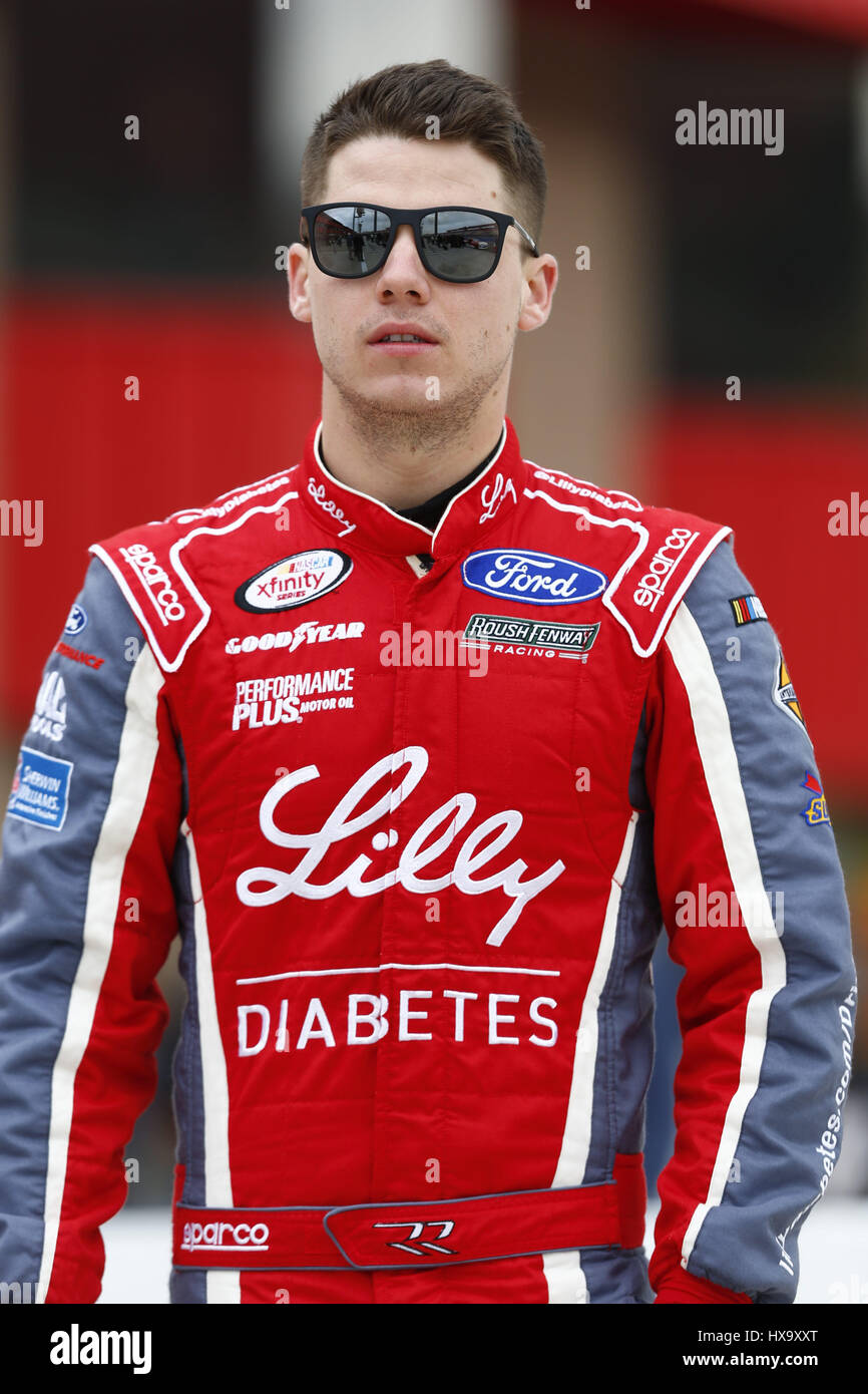 Fontana, California, USA. 25th Mar, 2017. March 25, 2017 - Fontana, California, USA: Ryan Reed (16) hangs out on pit road during qualifying for the NASCAR Xfinity Series NXS 300 at Auto Club Speedway in Fontana, California. Credit: Justin R. Noe Asp Inc/ASP/ZUMA Wire/Alamy Live News Stock Photo