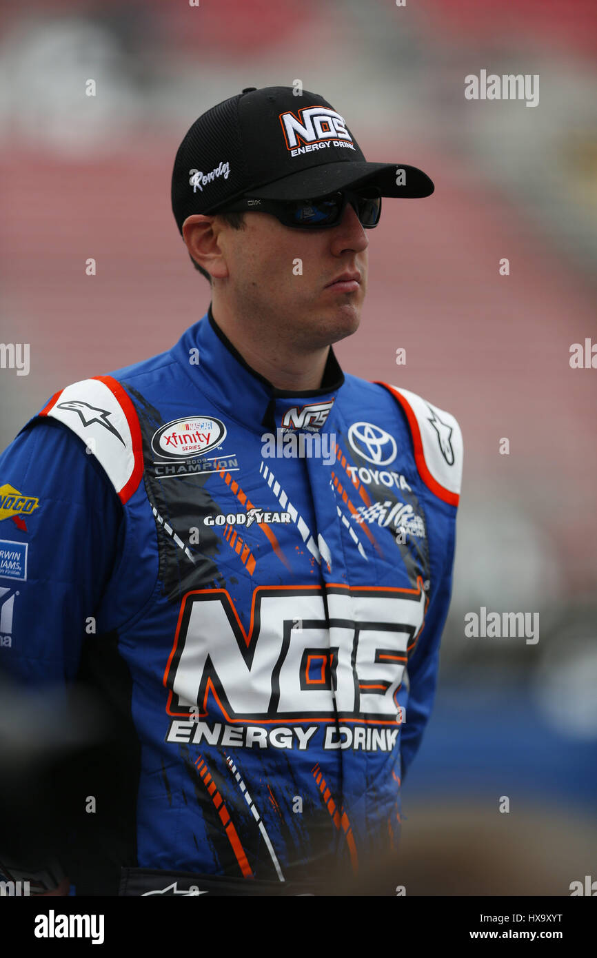 Fontana, California, USA. 25th Mar, 2017. March 25, 2017 - Fontana, California, USA: Kyle Busch (18) hangs out on pit road during qualifying for the NASCAR Xfinity Series NXS 300 at Auto Club Speedway in Fontana, California. Credit: Justin R. Noe Asp Inc/ASP/ZUMA Wire/Alamy Live News Stock Photo