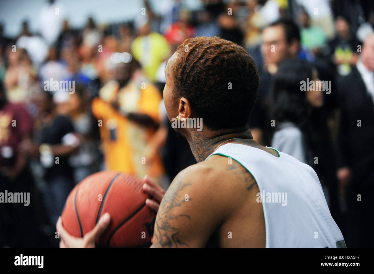 Tyga attends the Sprite Celebrity Basketball Game during the 2014 BET Experience At L.A. LIVE on June 28, 2014 in Los Angeles, California. Stock Photo