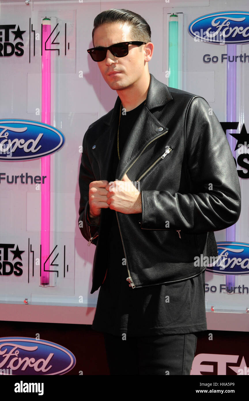 Rapper Gerald Earl Gillum aka G-Eazy attends the BET AWARDS '14 red carpet  at Nokia Theatre L.A. LIVE on June 29, 2014 in Los Angeles, California  Stock Photo - Alamy