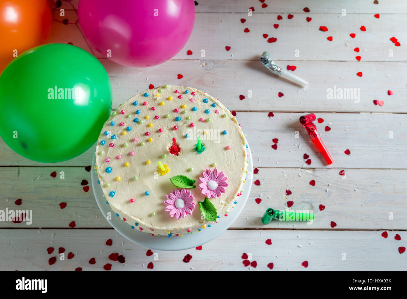 Birthday cake ready to for a party Stock Photo - Alamy