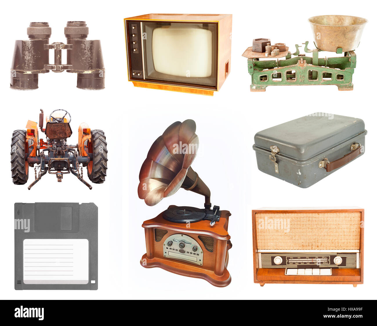 Set Of Vintage And Retro Items Isolated On White Background Stock Photo set-of-vintage-and-retro-items-isolated-on-white-background-stock-photo