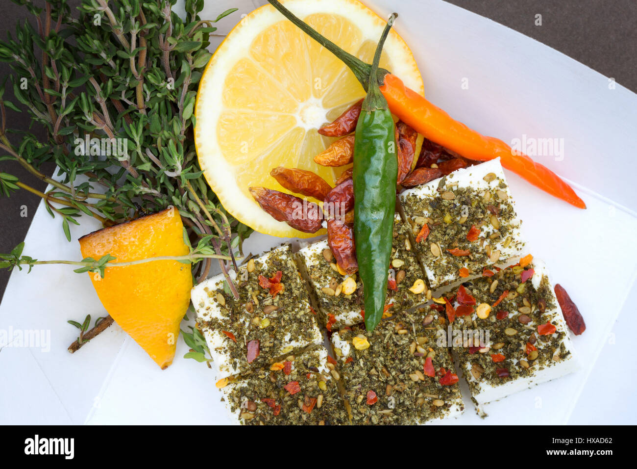 Food - Middle east food, Vegetarian food selection variety of Mezze all available as takeaway food, UK Stock Photo