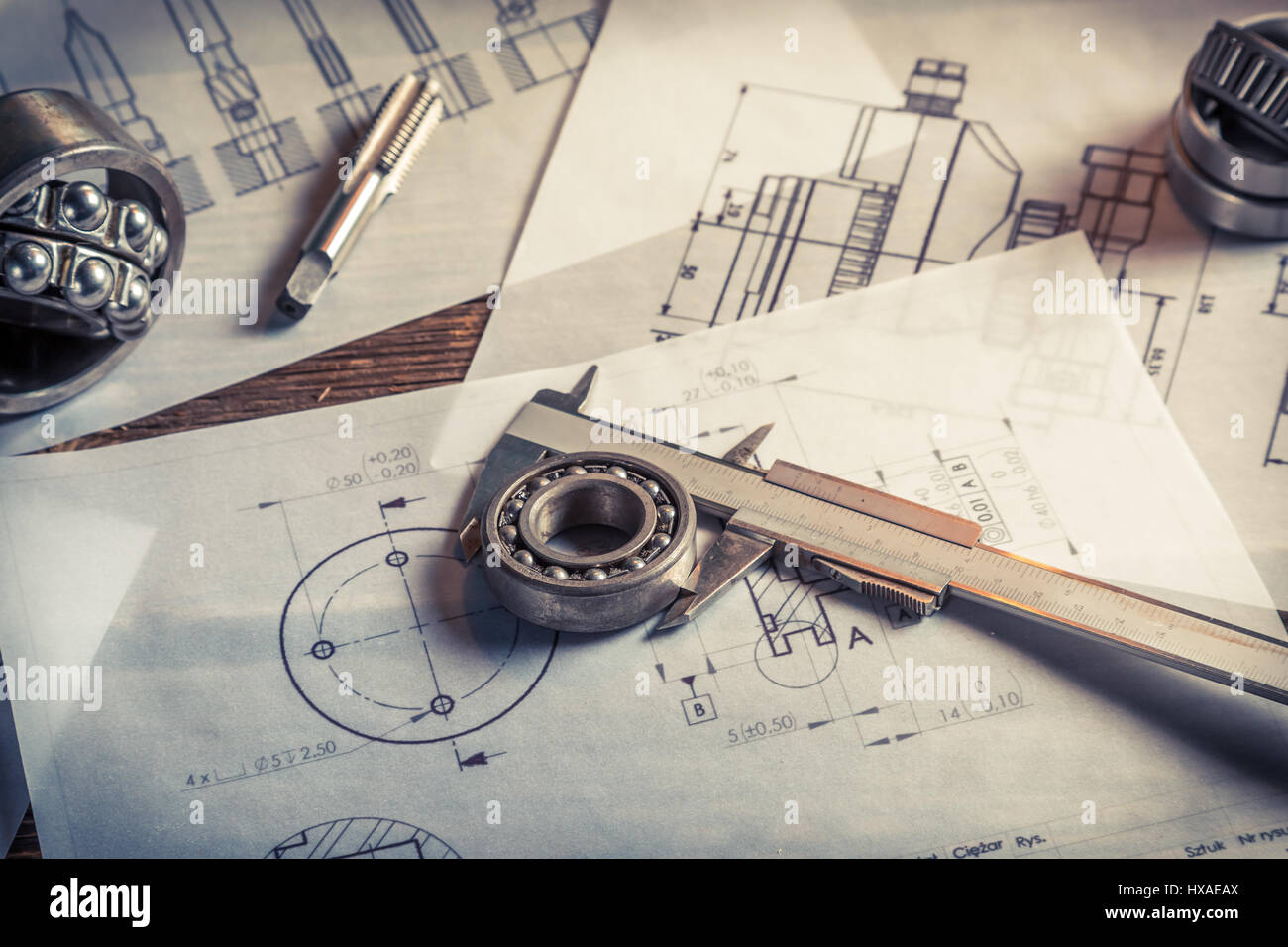 Vintage mechanical engineer desk at the university Stock Photo Alamy
