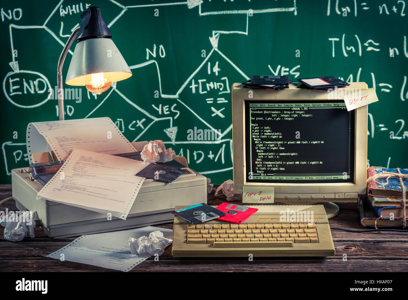 Work on algorithm in the vintage computer lab Stock Photo - Alamy