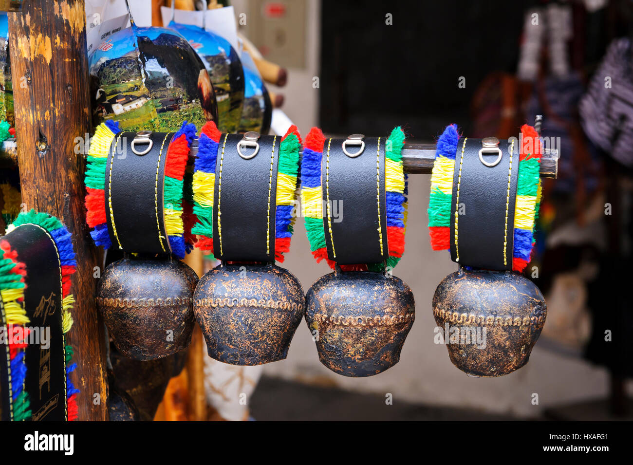 Small ornate cow bells, Innsbruck, Austria Stock Photo