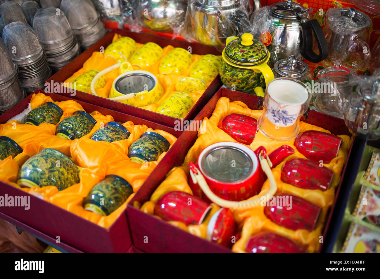 Cloe-up of souvenirs in the local market, Chinatown, Bangkok, Thailan, Asia Stock Photo
