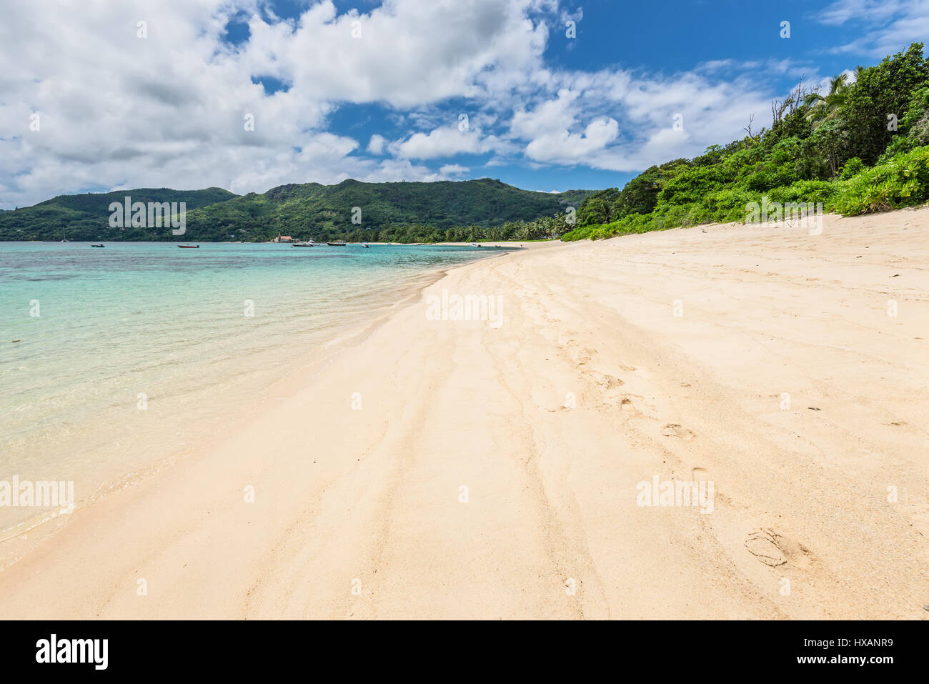 Wide Angle View Of Tropical Beach Anse Royale At Mahe Island Stock