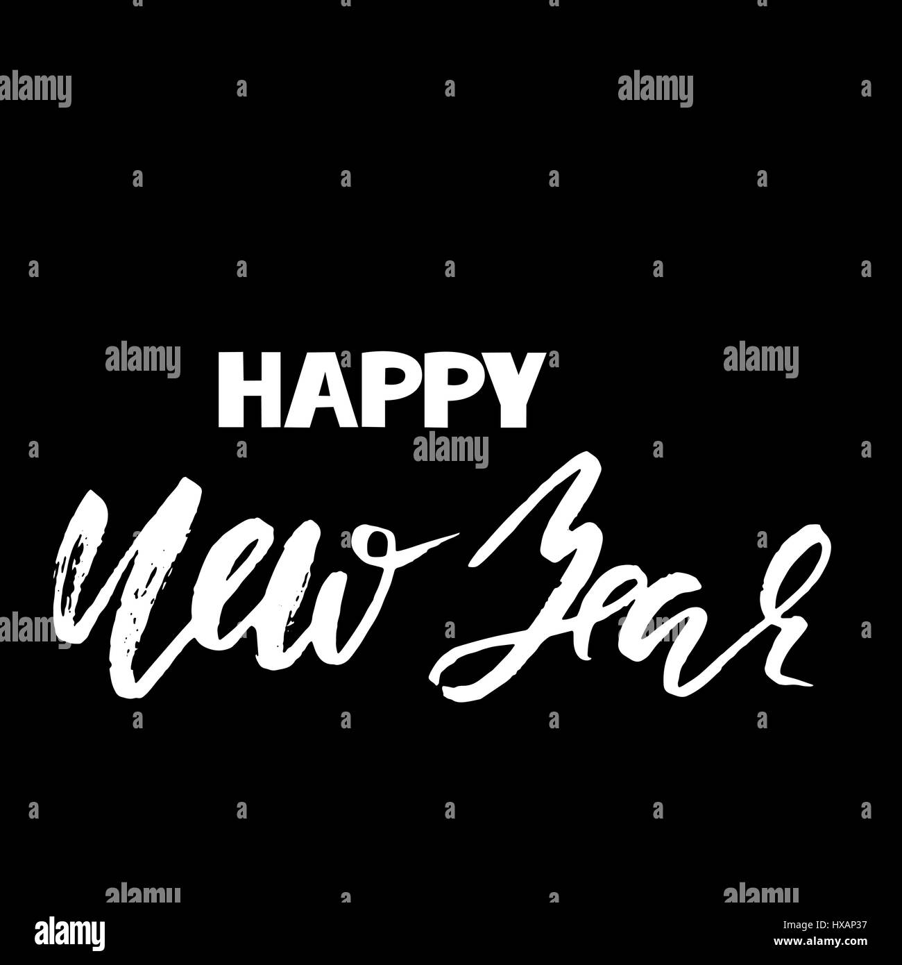 Happy new year inscription for greeting card. Dry brush hand lettering ...