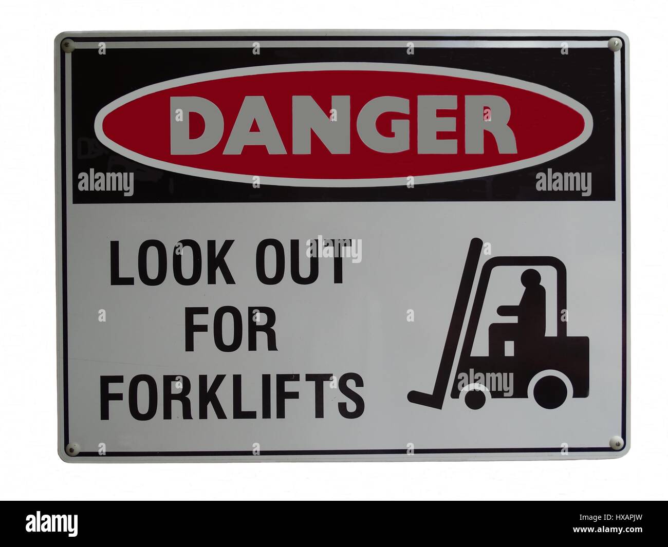 Sign warning of Danger from Forklifts Stock Photo