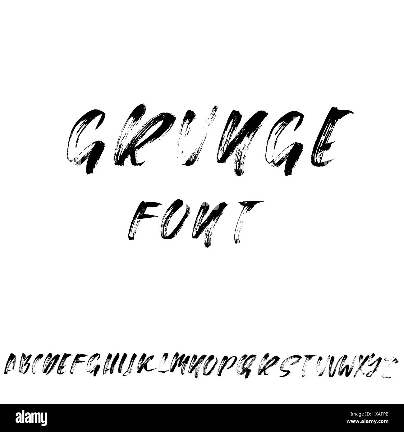 Hand drawn font made by dry brush strokes. Modern brush lettering ...
