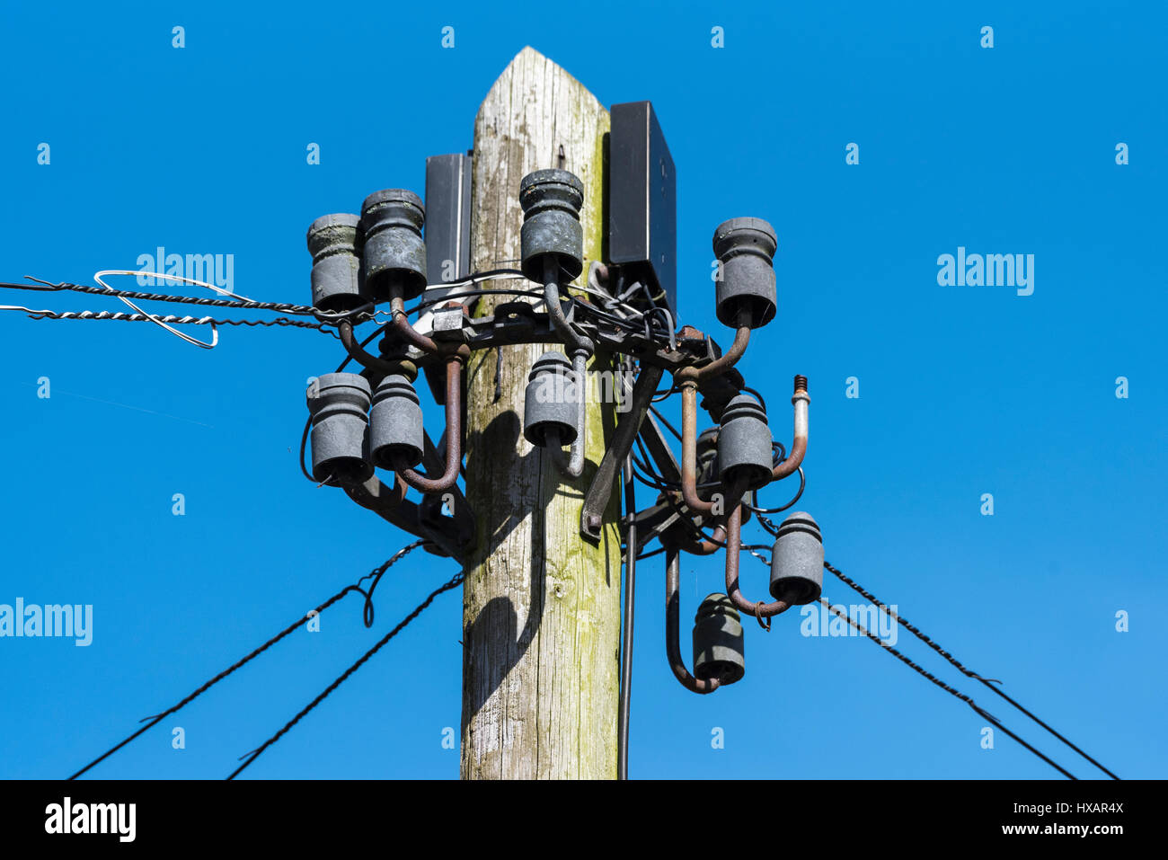 Telegraph post and pots Stock Photo Alamy