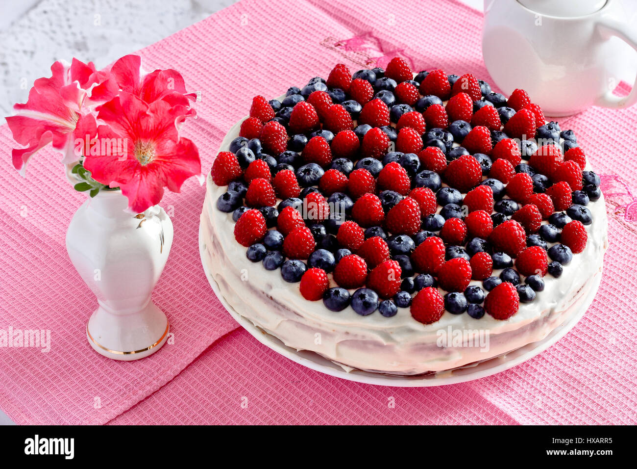 Creamy sweet cake Stock Photo