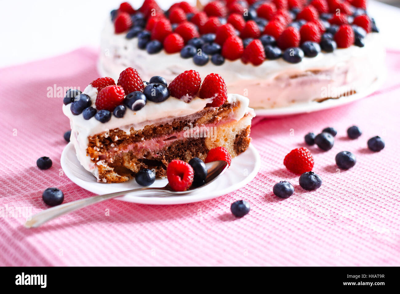 Creamy sweet cake  Stock Photo