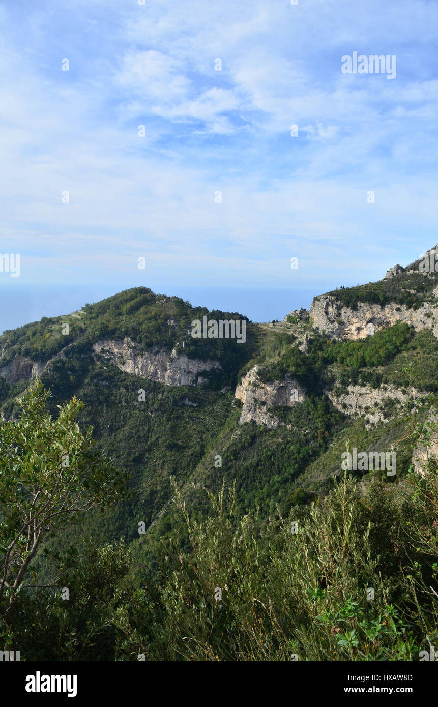 Beautiful lush landscape along the Amalfi Coast in Italy Stock Photo ...