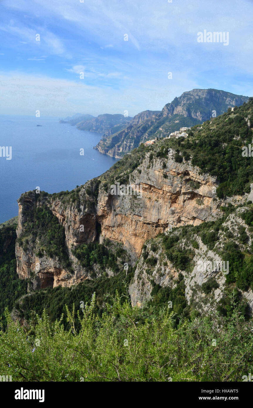 Gorgeous hills and sea cliffs along Italy's Amalfi Coast Stock Photo ...