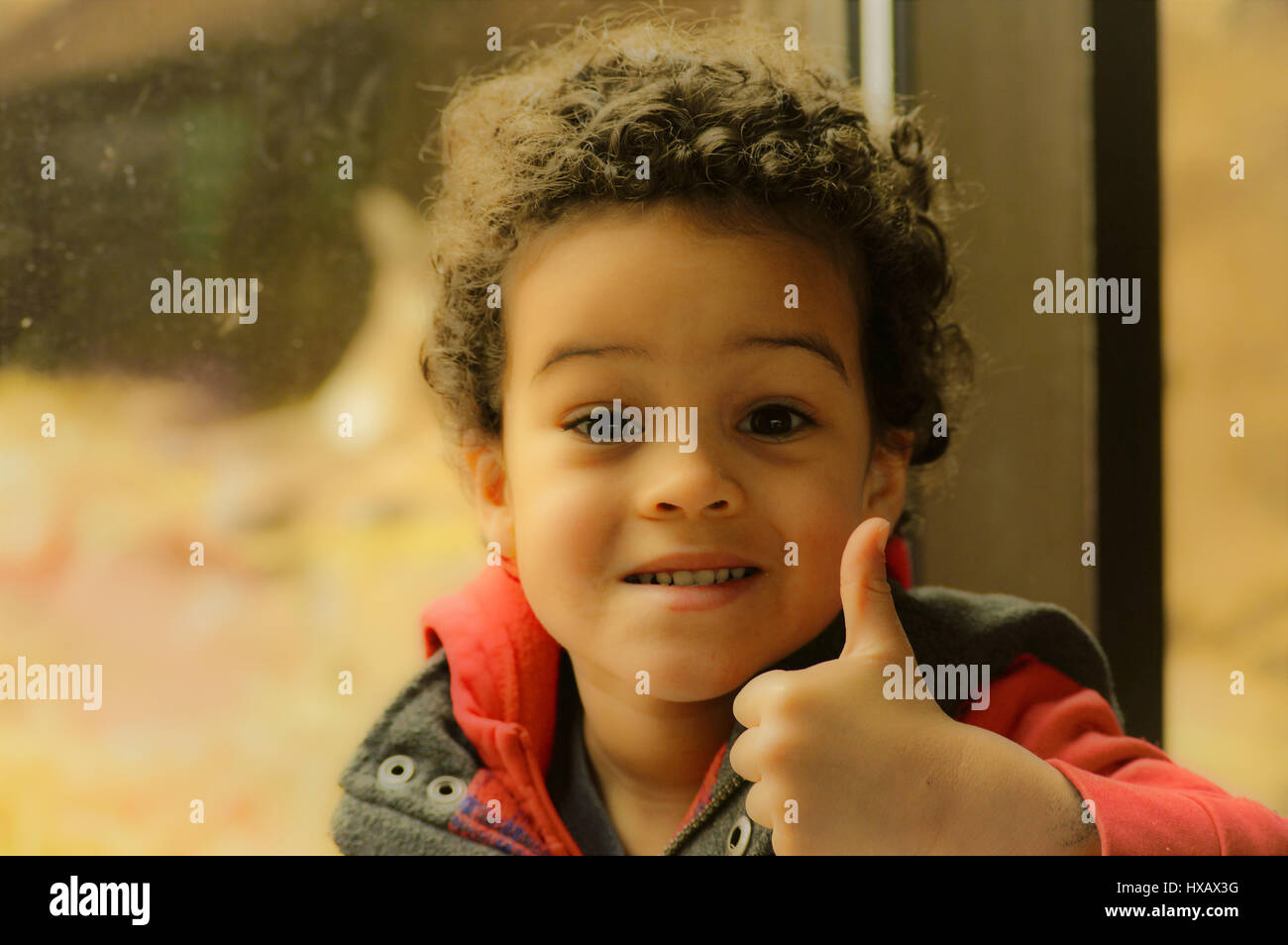 A young boy giving a thumbs up Stock Photo - Alamy