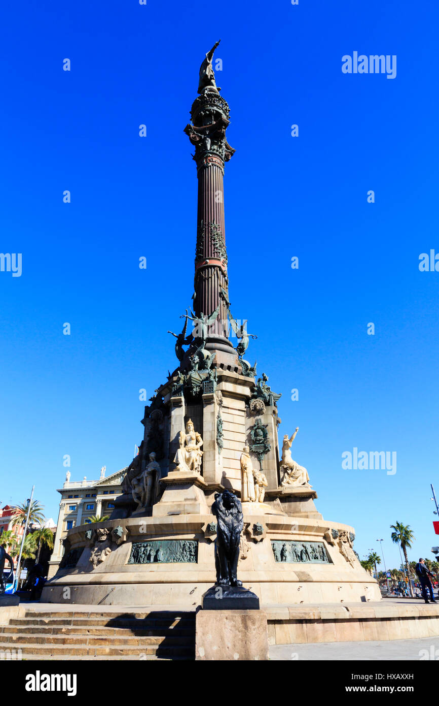 Mirador de Colom, Christopher Colombus monument, Barcelona, Catalunya, Spain Stock Photo
