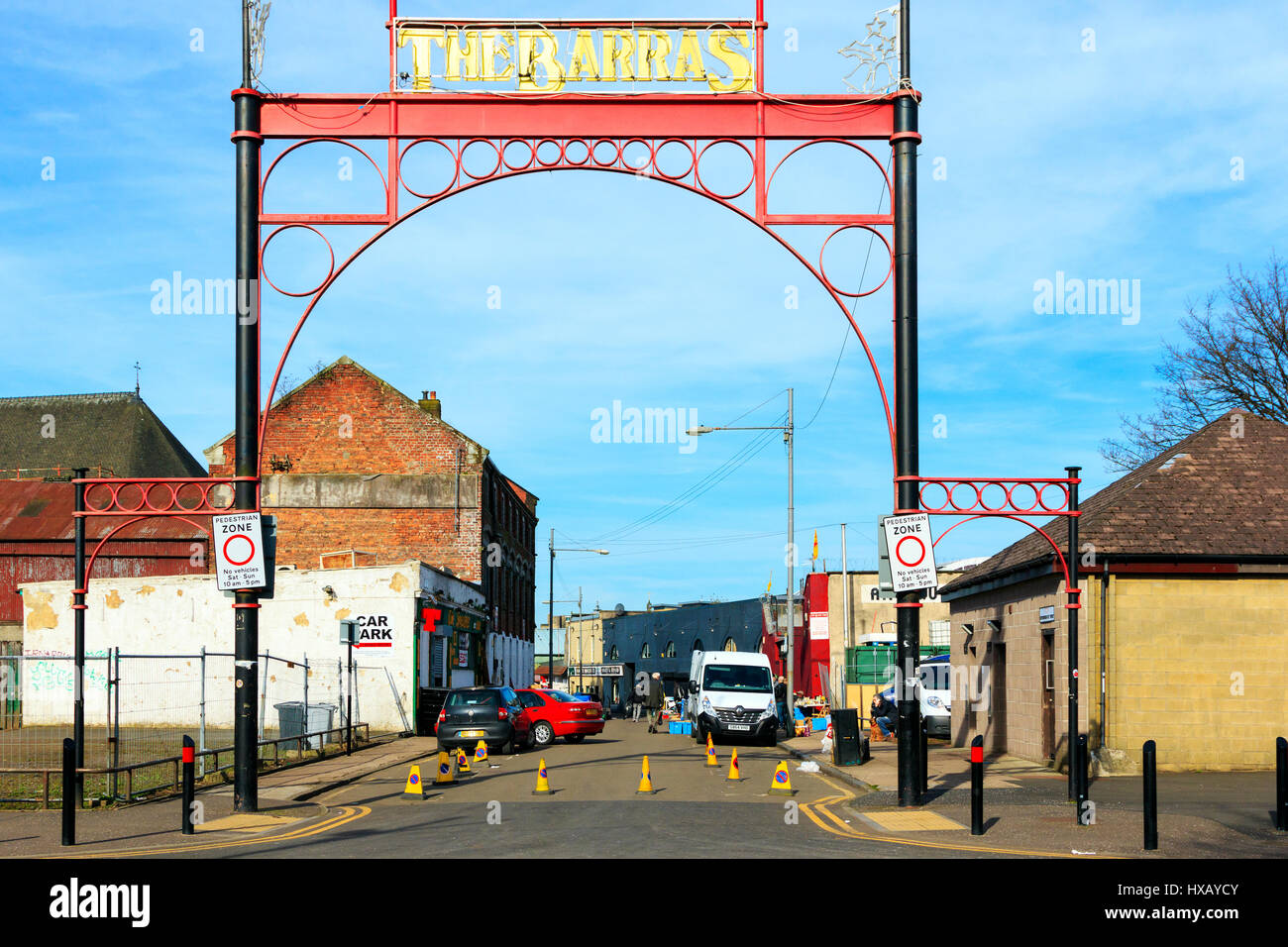 Overhead metal sign at the entrance to the famous Glasgow street market