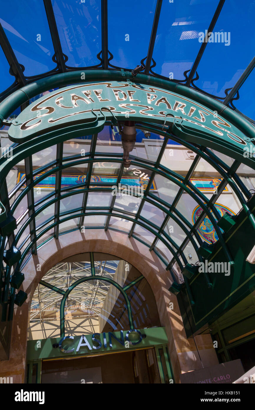 Entrance to the Brasserie at the Café de Paris Monte-Carlo Stock Photo