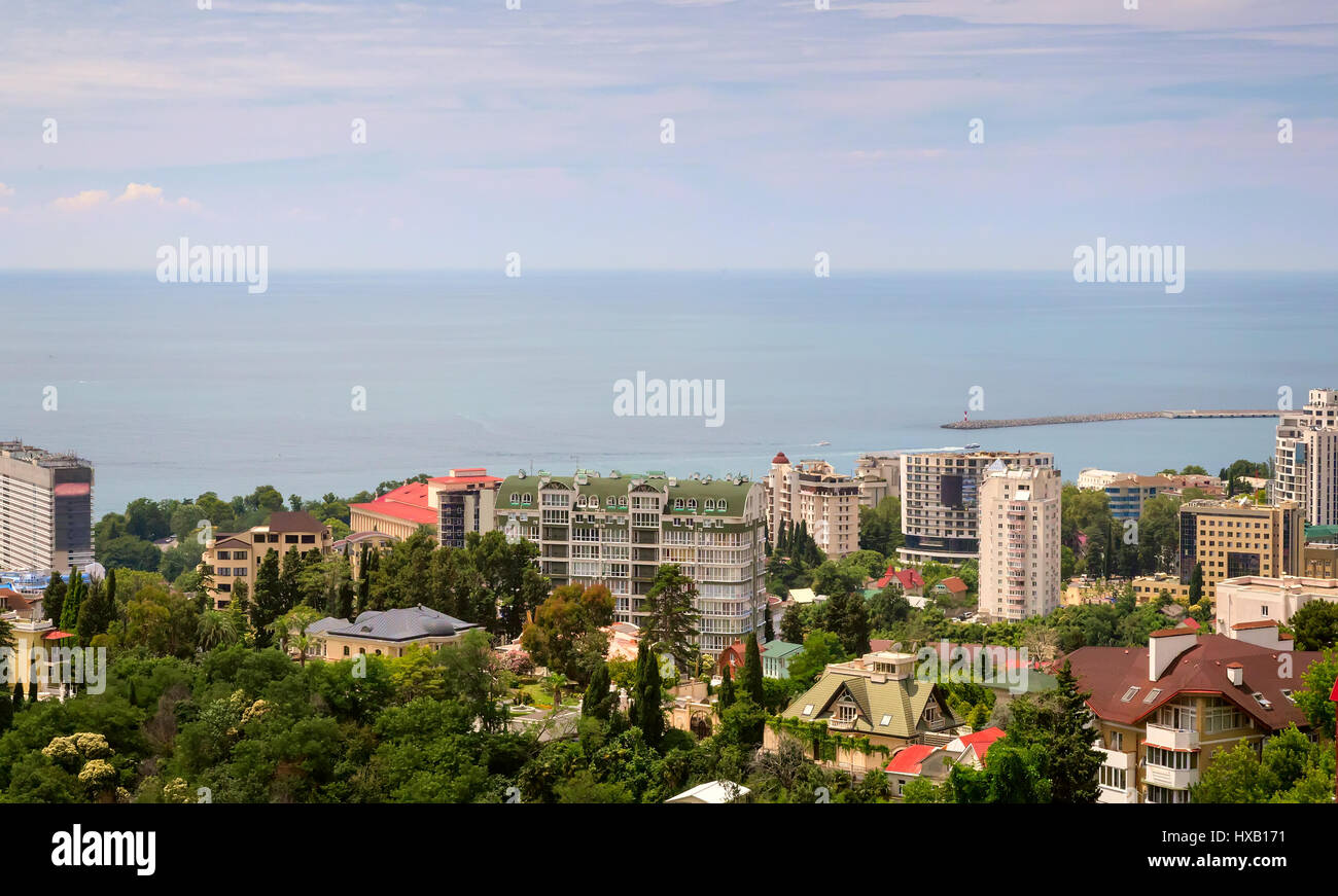 Beautiful panoramic summer landscape in the resort city of Sochi on the 