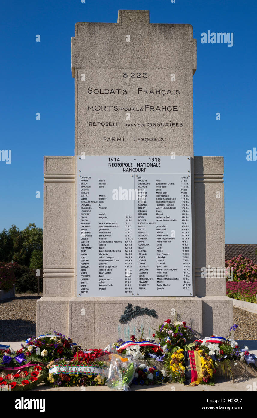Rancourt French Military Cemetery beside the D1017 Stock Photo