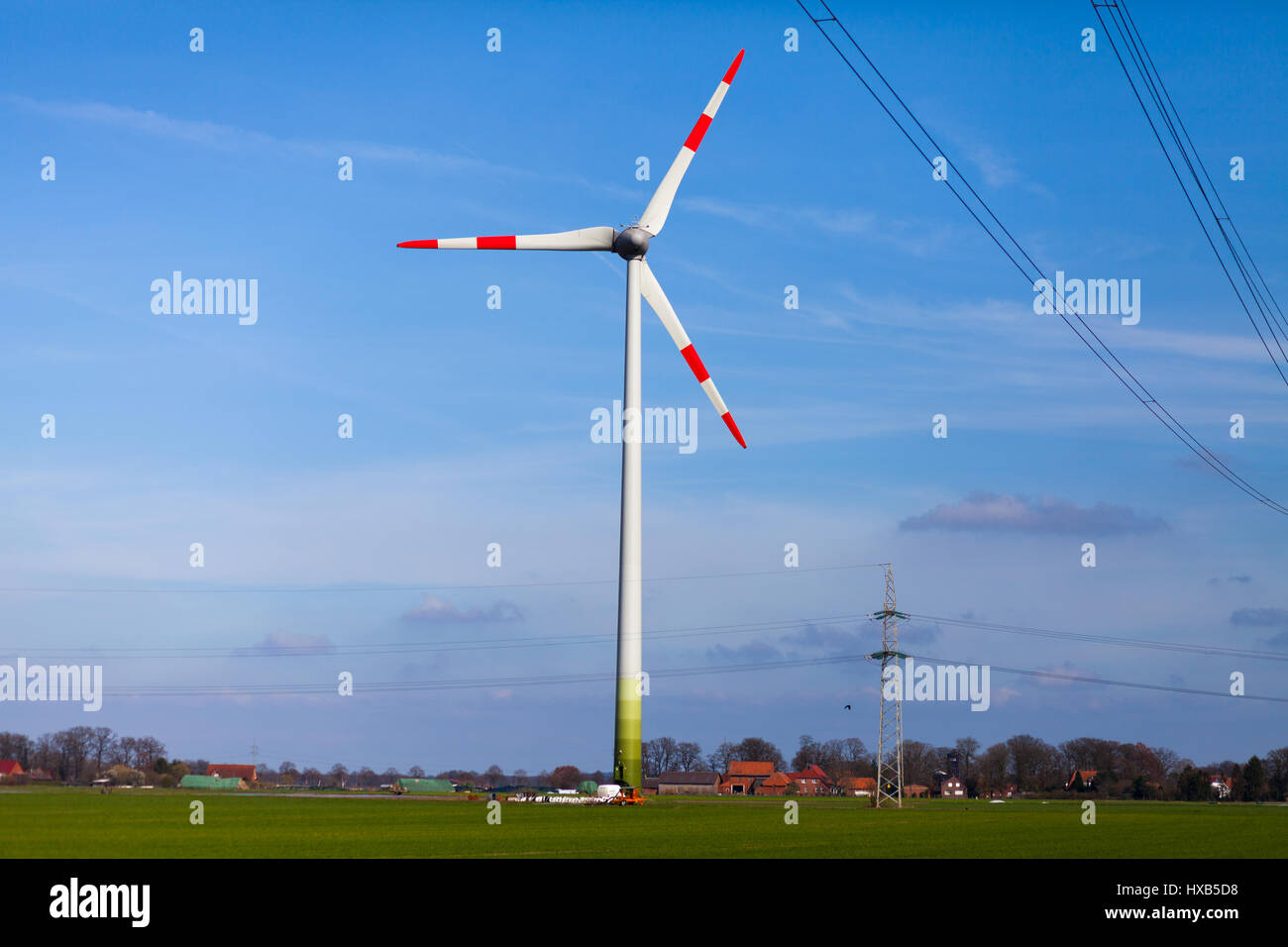 a german wind turbine in a landscape Stock Photo