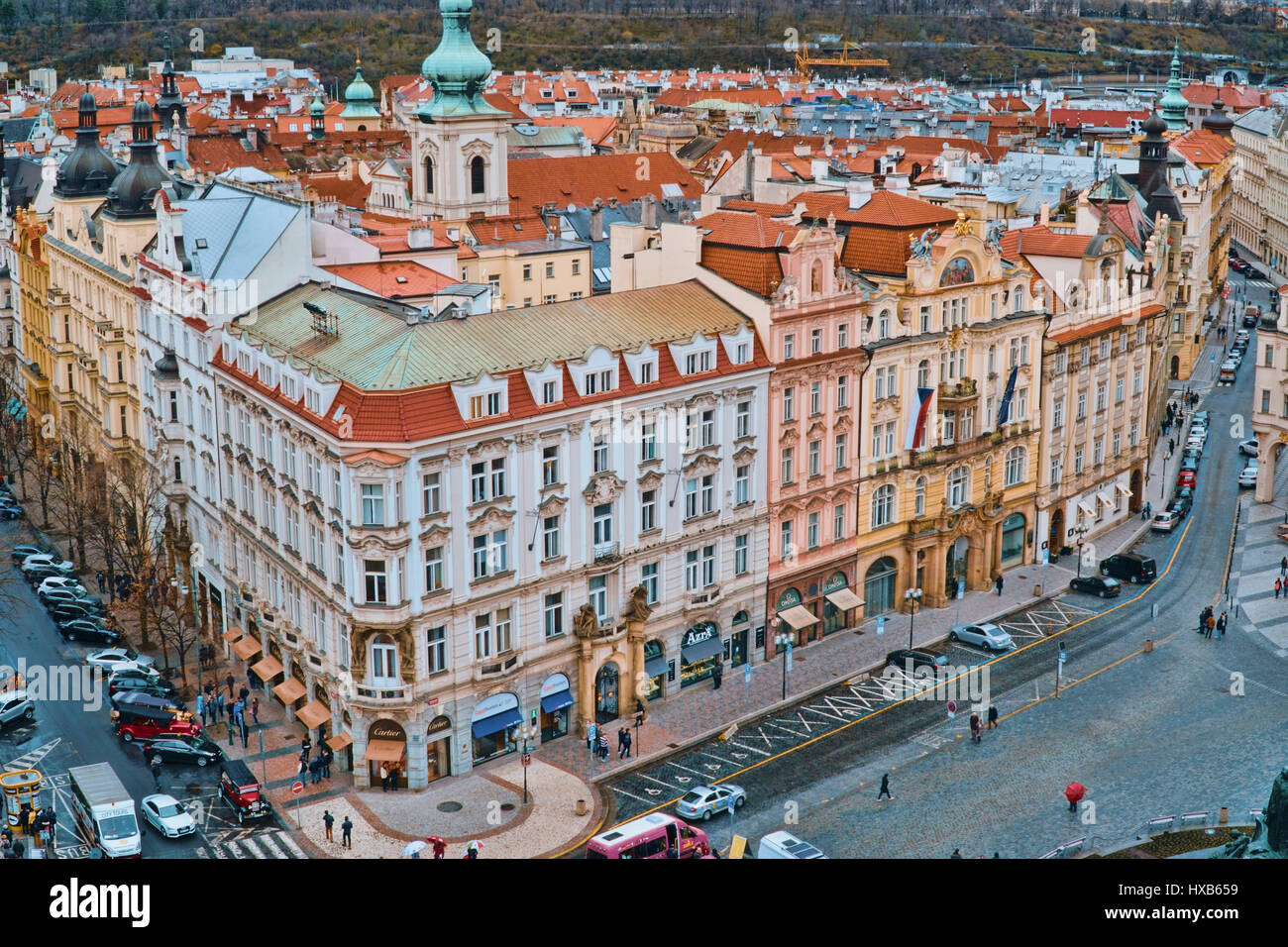 Beautiful mansions in the city center of Prague Stock Photo