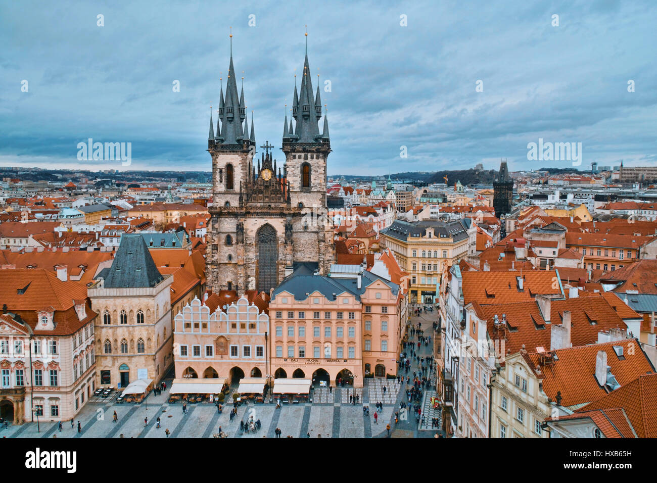 Beautiful city of Prague- aerial view from Old Town Square Stock Photo