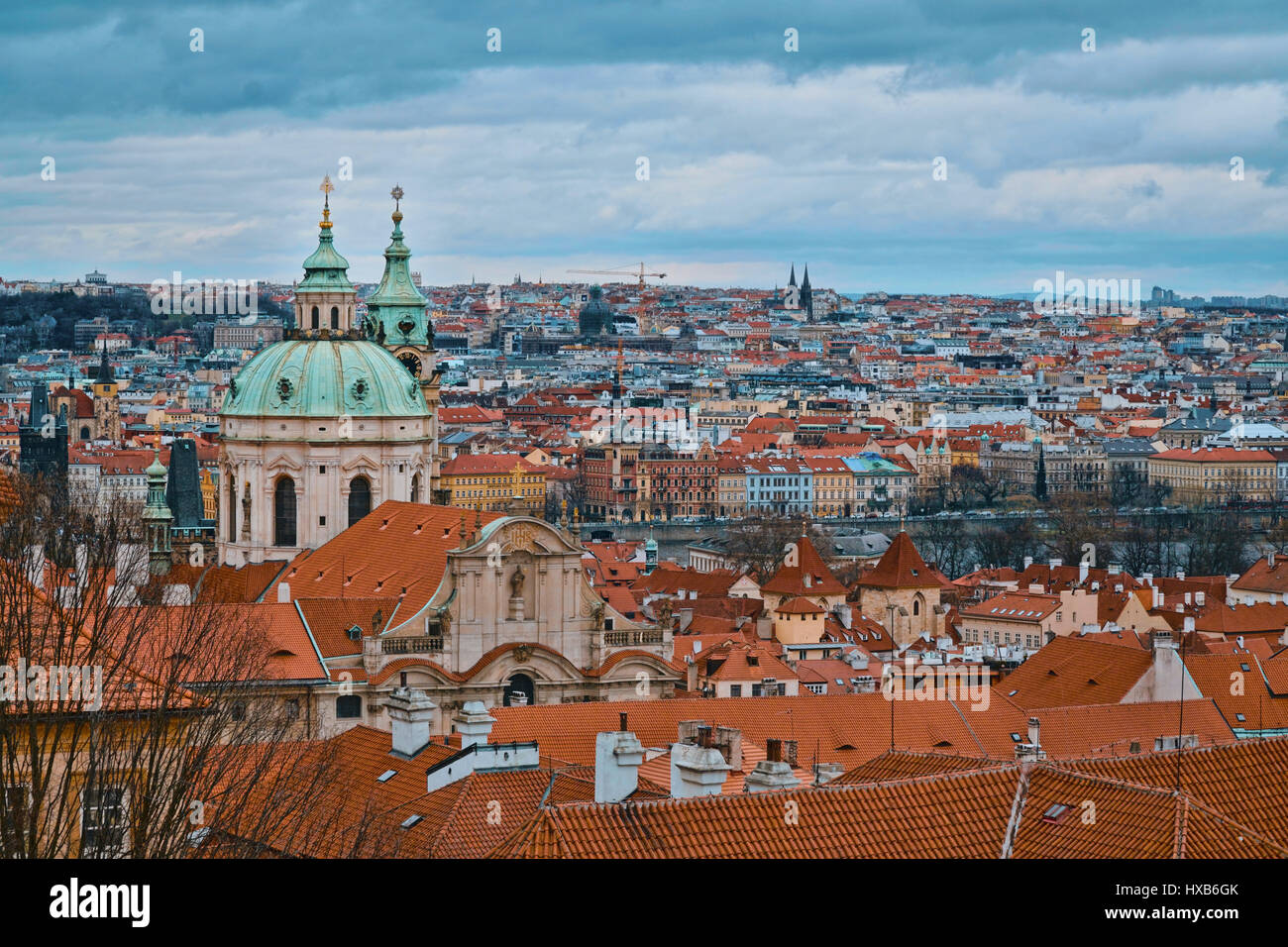 Wonderful city of Prague - aerial view from the castle Stock Photo