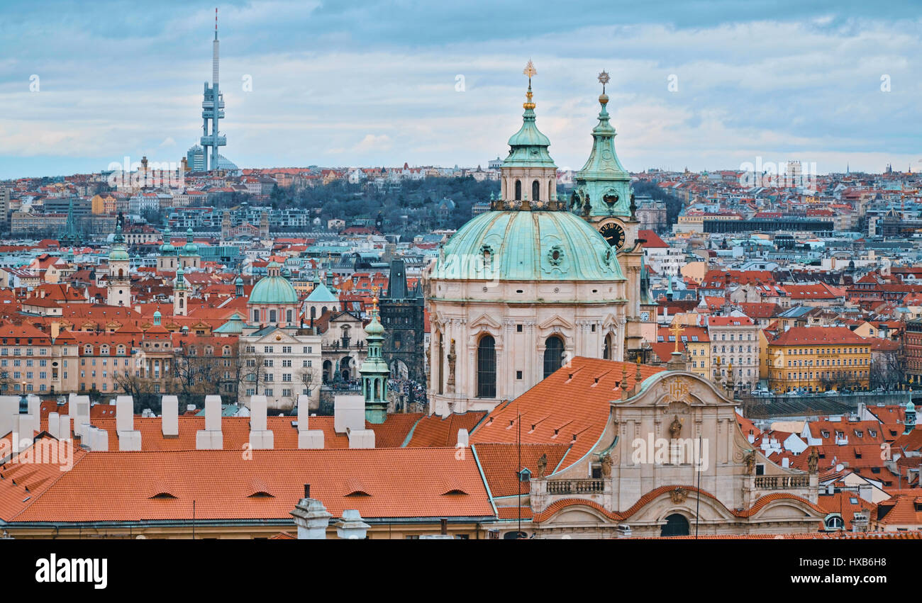 The city of Prague - great aerial view Stock Photo