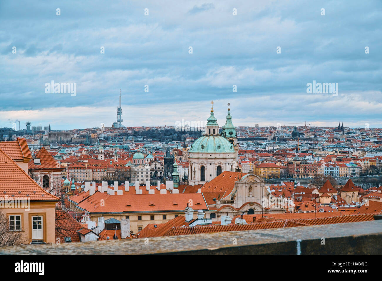 The City of Prague - wonderful view from Prague Castle Stock Photo