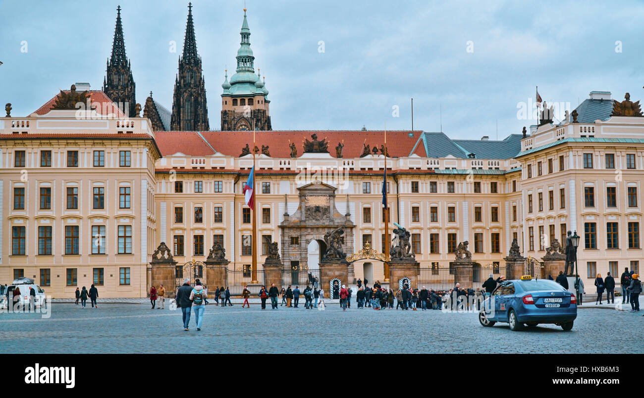 Wonderful Prague Castle - a must see for visitors - PRAGUE / CZECH REPUBLIC - MARCH 20, 2017 Stock Photo