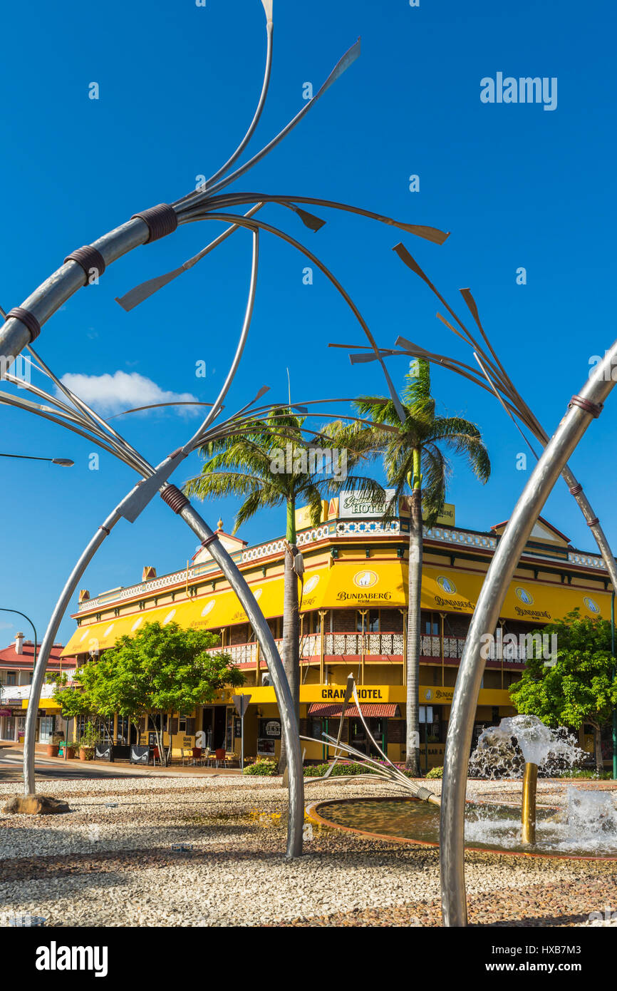 The Cutting - a pubic artwork by and fountain by Paul Johnson in the centre of Bundaberg, Queensland, Australia Stock Photo