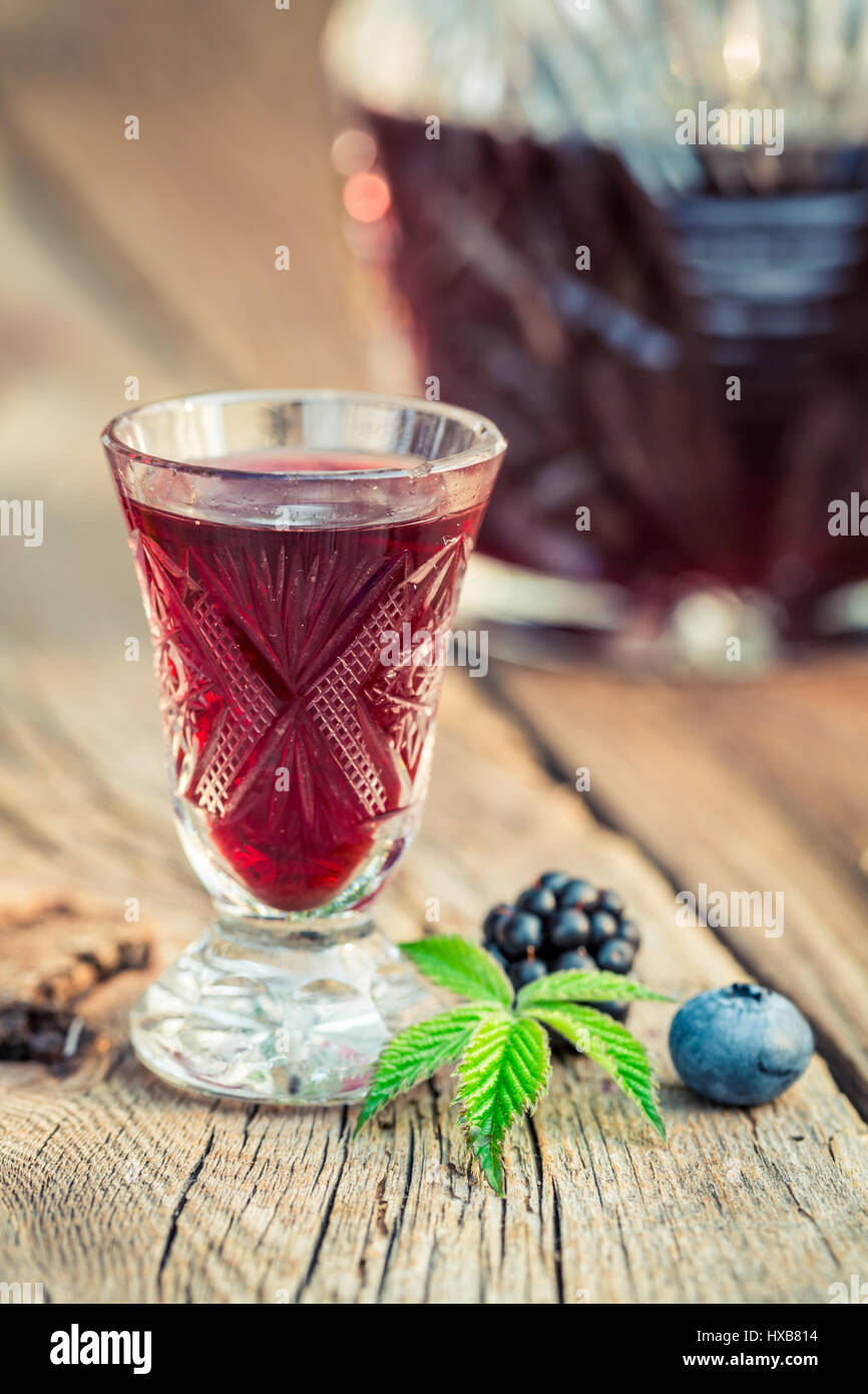 Healthy liquor with berry fruits and alcohol Stock Photo Alamy