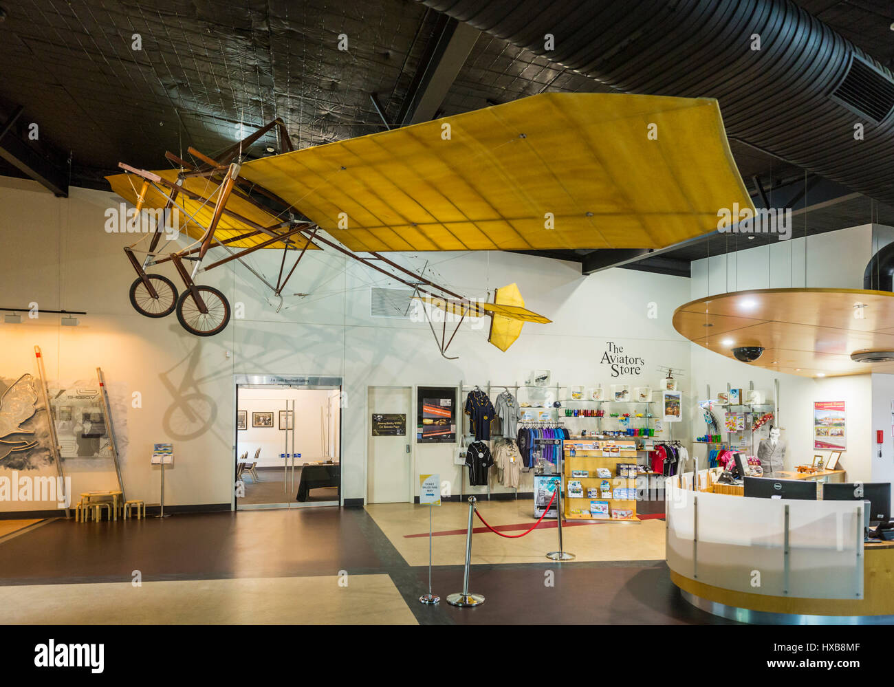 A replica of Bert Hinkler's glider inside the Hinkler Hall of Aviation.  Bundaberg, Queensland, Australia Stock Photo