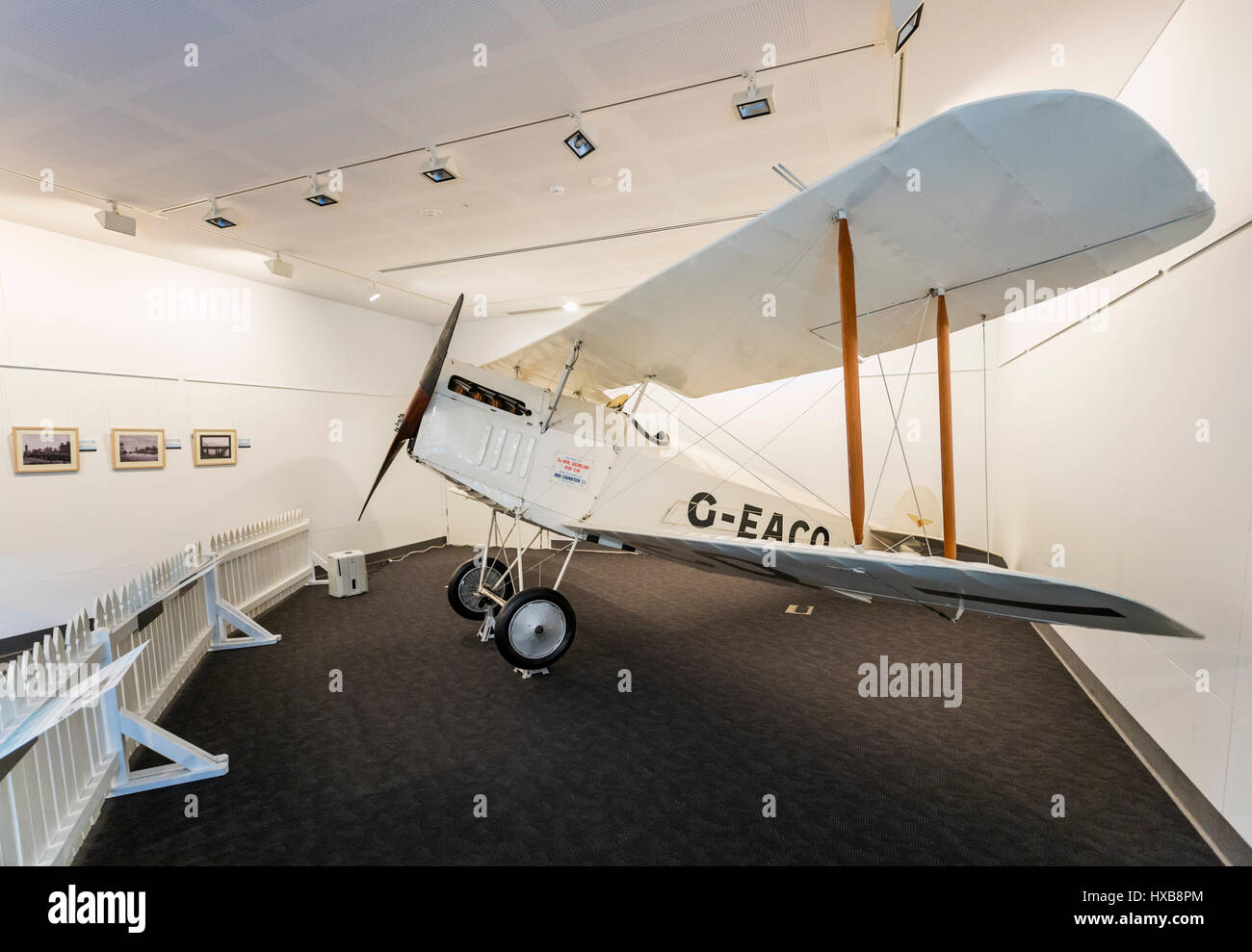 Bert Hinkler’s original Avro Baby Aircraft in the Hinkler Hall of Aviation.  Bundaberg, Queensland, Australia Stock Photo