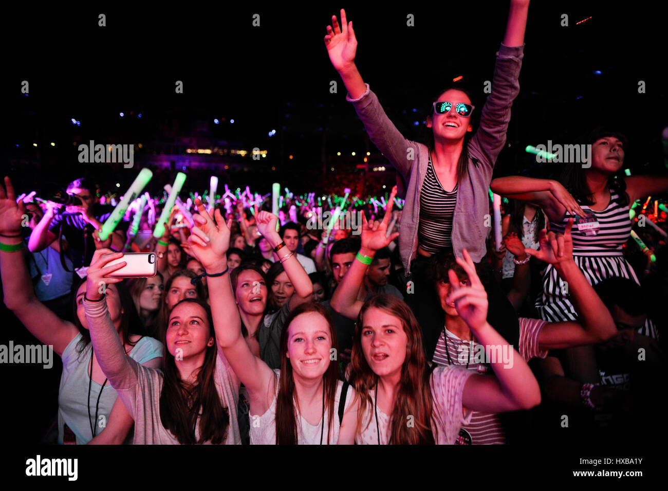 The crowd during 102.7 KIIS FM's 2014 Wango Tango at StubHub Center on May 10, 2014 in Los Angeles, California. Stock Photo