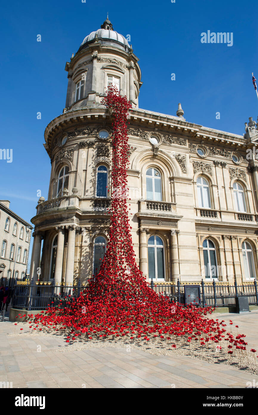 The Weeping Window of Poppies at Hull Maritime Museum in Kingston Upon Hull, UK City Of Culture 2017 Stock Photo