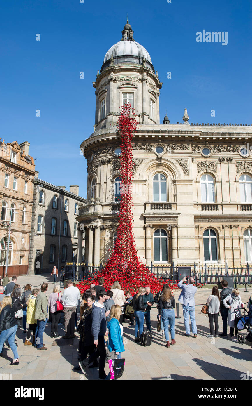 The Weeping Window of Poppies at Hull Maritime Museum in Kingston Upon Hull, UK City Of Culture 2017 Stock Photo